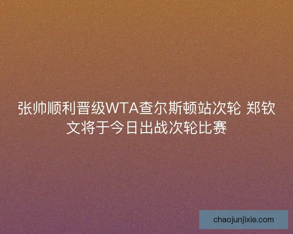 张帅顺利晋级WTA查尔斯顿站次轮 郑钦文将于今日出战次轮比赛 张帅顺利晋级WTA查尔斯顿站次轮 郑钦文将于今日出战次轮比赛