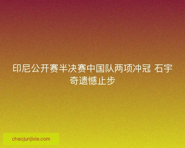 印尼公开赛半决赛中国队两项冲冠 石宇奇遗憾止步