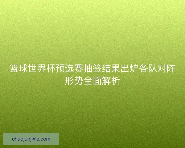 篮球世界杯预选赛抽签结果出炉各队对阵形势全面解析