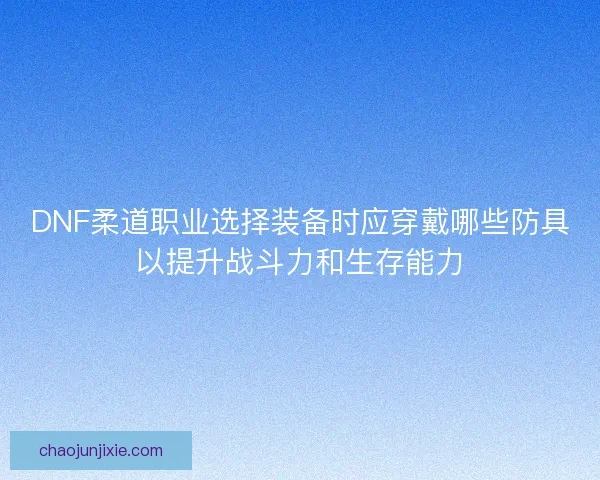 DNF柔道职业选择装备时应穿戴哪些防具以提升战斗力和生存能力